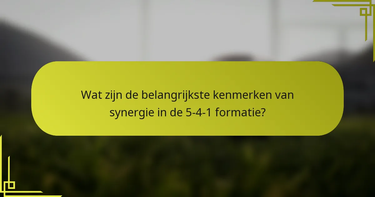 Wat zijn de belangrijkste kenmerken van synergie in de 5-4-1 formatie?